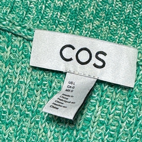 COS Mint Green Speckled White Women's Oversized Cardigan 100% Cotton Size L - Picture 2 of 11